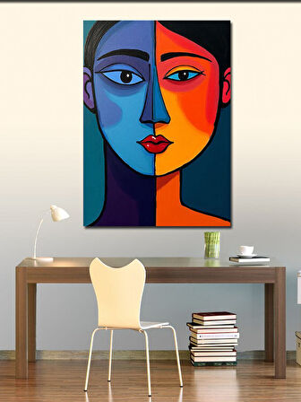 Kanvas Tablo Soyut İki Renk Yüz