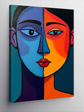 Kanvas Tablo Soyut İki Renk Yüz