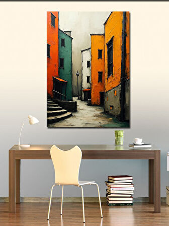Kanvas Tablo Renkli Sokak Geometri Çizimi