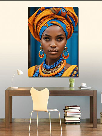 Kanvas Tablo Mavi Turbanlı Kadın Portresi