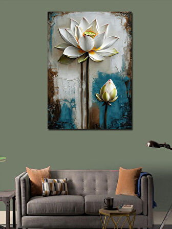 Kanvas Tablo Nilüfer Çiçeği Ve Yansıması