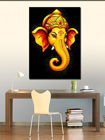 Kanvas Tablo Altın Ganesh Figürü