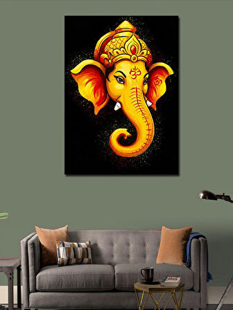 Kanvas Tablo Altın Ganesh Figürü