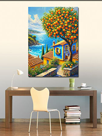 Kanvas Tablo Akdeniz'de Mavi Evler