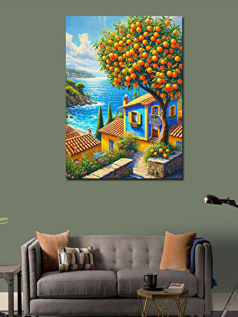 Kanvas Tablo Akdeniz'de Mavi Evler