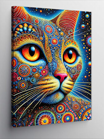 Kanvas Tablo Renkli Kedi Gözleri
