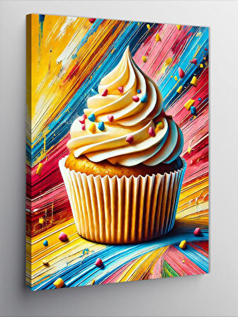 Kanvas Tablo Renkli Tatlı Cupcake