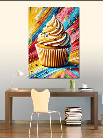 Kanvas Tablo Renkli Tatlı Cupcake