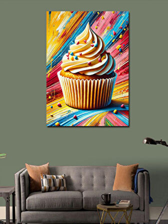 Kanvas Tablo Renkli Tatlı Cupcake