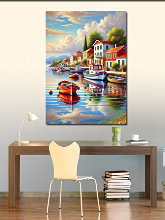Kanvas Tablo Akdeniz Kıyısında Tekneler