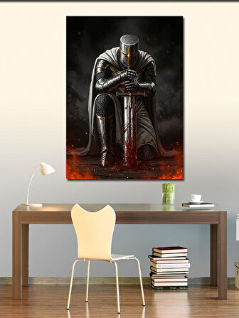 Kanvas Tablo Zırhlı Savaşçı Oturuşu