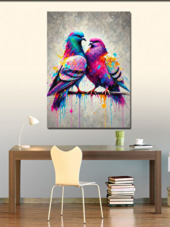 Kanvas Tablo Renkli Kuş Aşkı