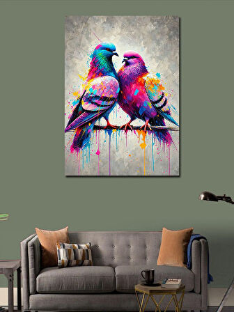 Kanvas Tablo Renkli Kuş Aşkı