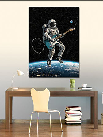 Kanvas Tablo Uzayda Gitar Çalan Astronot