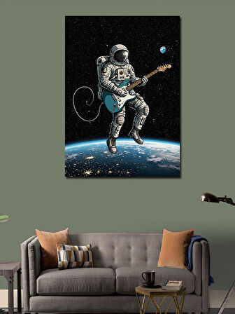 Kanvas Tablo Uzayda Gitar Çalan Astronot