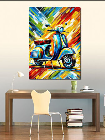 Kanvas Tablo Renkli Vespa Motoru