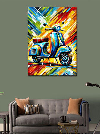 Kanvas Tablo Renkli Vespa Motoru