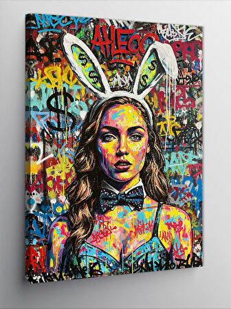 Kanvas Tablo Pop Art Tavşan Kadın