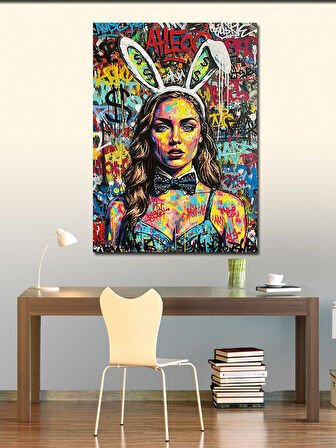 Kanvas Tablo Pop Art Tavşan Kadın