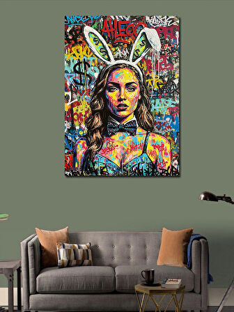Kanvas Tablo Pop Art Tavşan Kadın