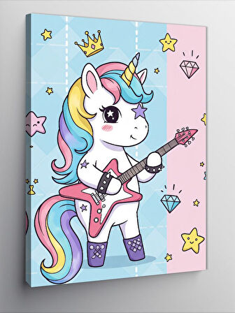 Kanvas Tablo Sevimli Unicorn Gitar