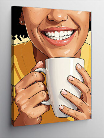 Kanvas Tablo Sıcak Kahve Gülüşü
