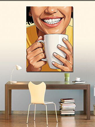 Kanvas Tablo Sıcak Kahve Gülüşü