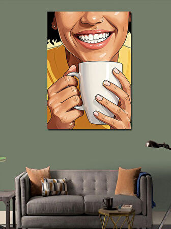 Kanvas Tablo Sıcak Kahve Gülüşü