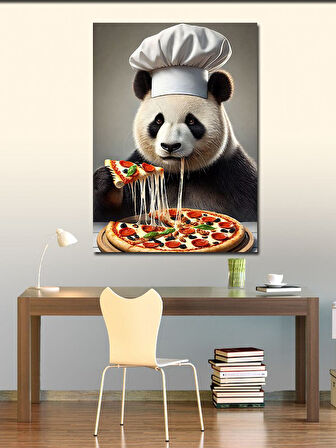 Kanvas Tablo Pizza Şefi Panda