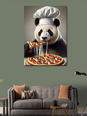 Kanvas Tablo Pizza Şefi Panda