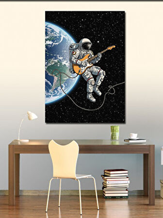 Kanvas Tablo Uzayda Gitar Çalan Astronot