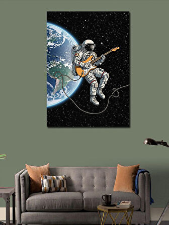 Kanvas Tablo Uzayda Gitar Çalan Astronot