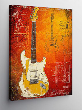 Kanvas Tablo Turuncu Elektro Gitar