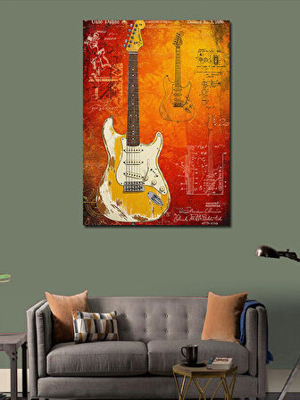 Kanvas Tablo Turuncu Elektro Gitar
