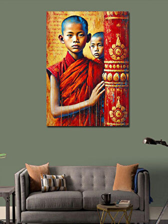 Kanvas Tablo Budist Çocuklar Portresi