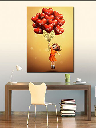 Kanvas Tablo Balonlarla Uçan Çocuk
