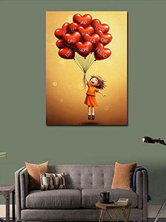 Kanvas Tablo Balonlarla Uçan Çocuk