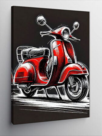 Kanvas Tablo Kırmızı Retro Motosiklet