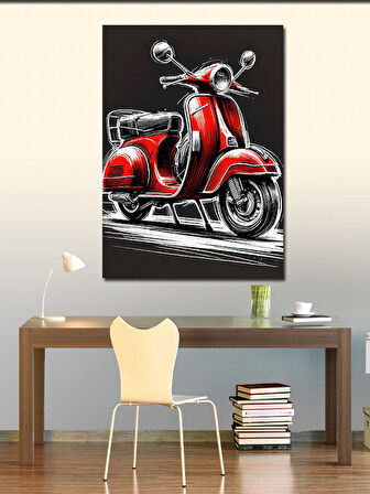 Kanvas Tablo Kırmızı Retro Motosiklet