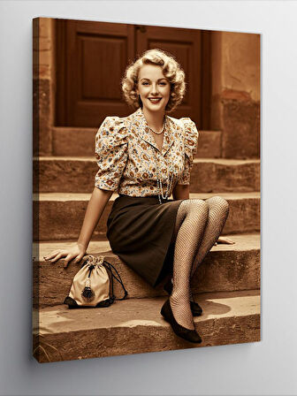 Kanvas Tablo Retro Kadın Portresi