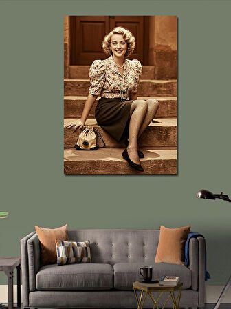 Kanvas Tablo Retro Kadın Portresi