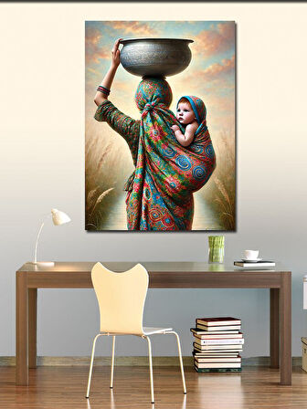 Kanvas Tablo Kadın ve Su Taşıma