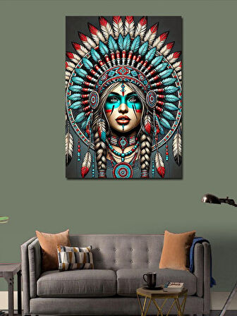 Kanvas Tablo Kızılderili Kadın Sanatı
