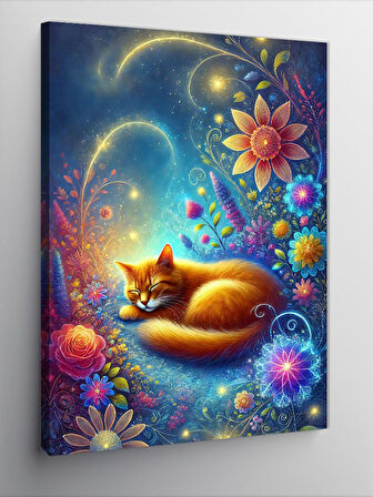 Kanvas Tablo Renkli Kedi Rüyası