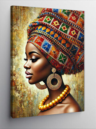 Kanvas Tablo Afrikalı Kadın ve Türban