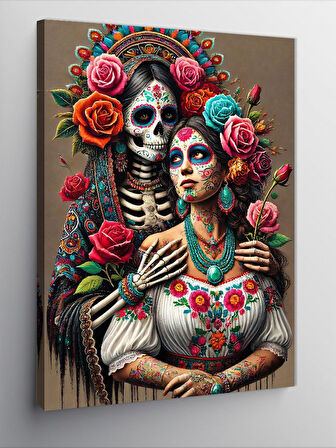 Kanvas Tablo Renkli La Catrina Figürü