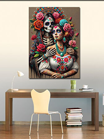 Kanvas Tablo Renkli La Catrina Figürü