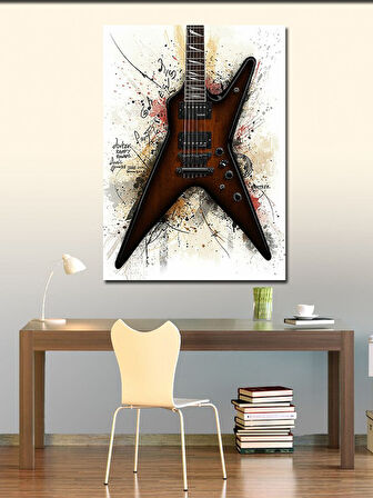 Kanvas Tablo Kahverengi Elektro Gitar