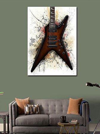 Kanvas Tablo Kahverengi Elektro Gitar