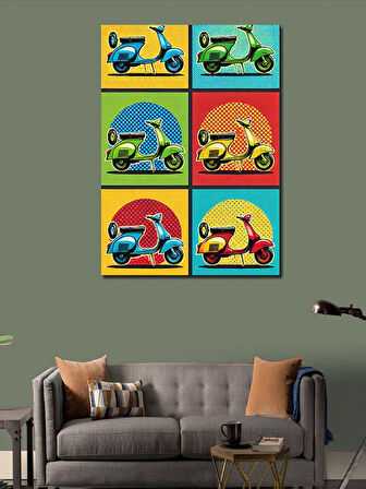 Kanvas Tablo Renkli Motosiklet Posteri